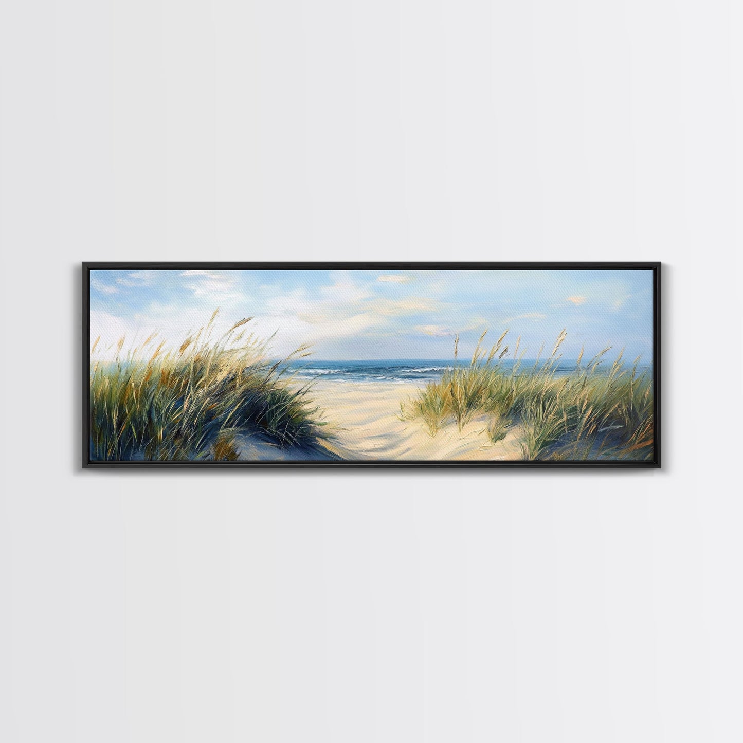 Beach Dunes, Coastal Landscape, Ocean Shore Painting, Beach Art, Home Decor, Bedroom Wall Art, Canvas Print, Framed Canvas Print