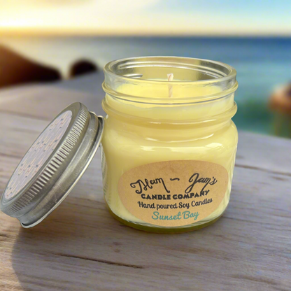 Sunset Bay Soy Candle – Warm & Tropical Scent | Mam Jam’s