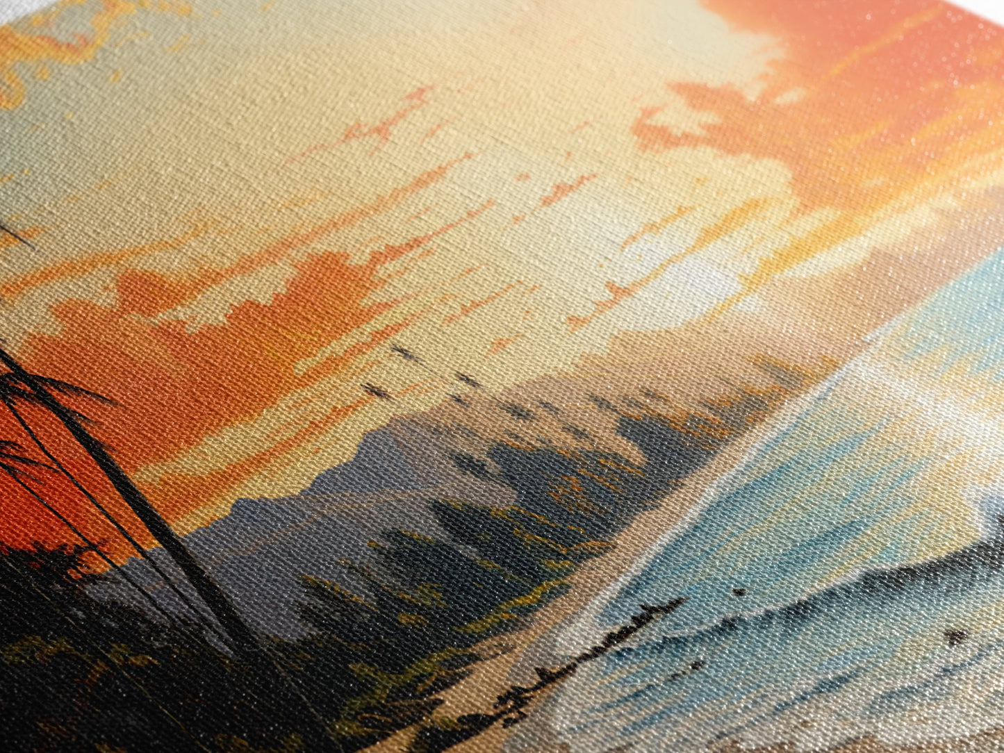 Panoramic Framed Canvas Print Wall Art Nautical Beach Ocean Wave Seascape Modern Art Coastal Room Decor, Extra Large Tropical Art