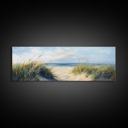 Beach Dunes, Coastal Landscape, Ocean Shore Painting, Beach Art, Home Decor, Bedroom Wall Art, Canvas Print, Framed Canvas Print