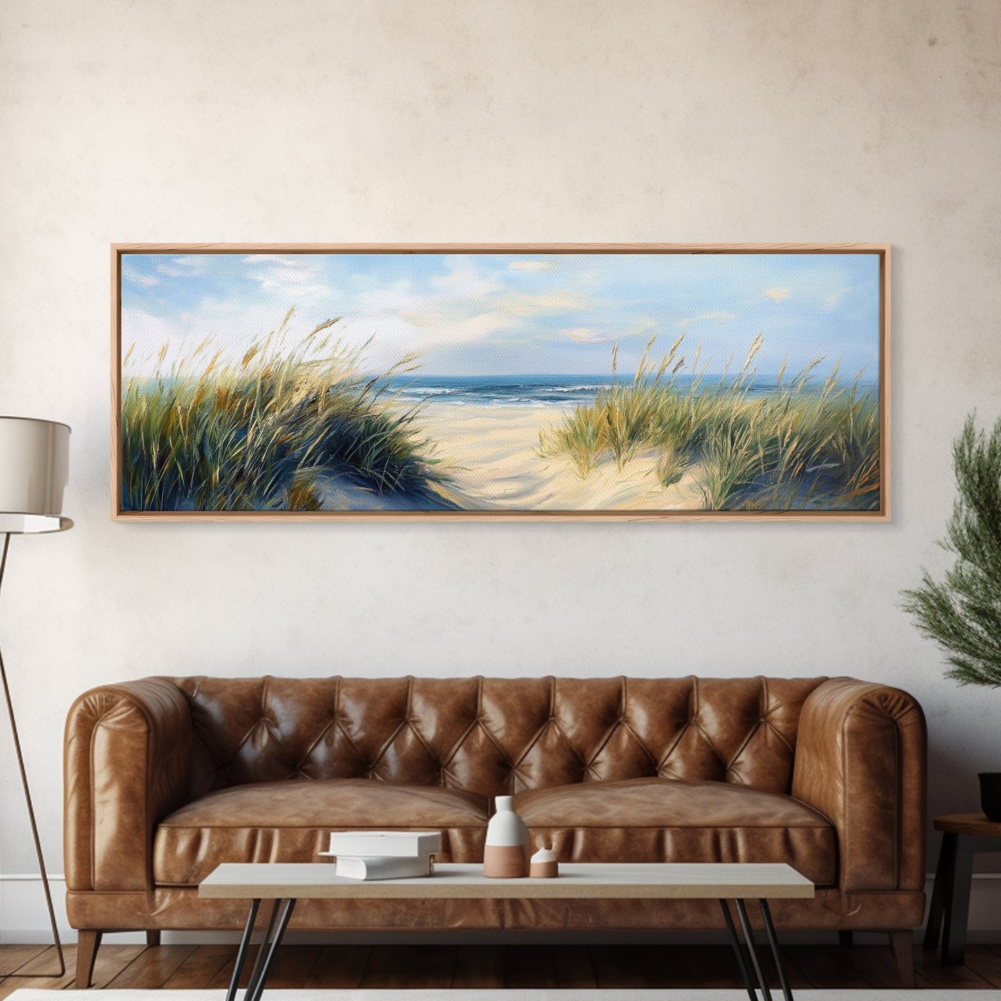 Beach Dunes, Coastal Landscape, Ocean Shore Painting, Beach Art, Home Decor, Bedroom Wall Art, Canvas Print, Framed Canvas Print
