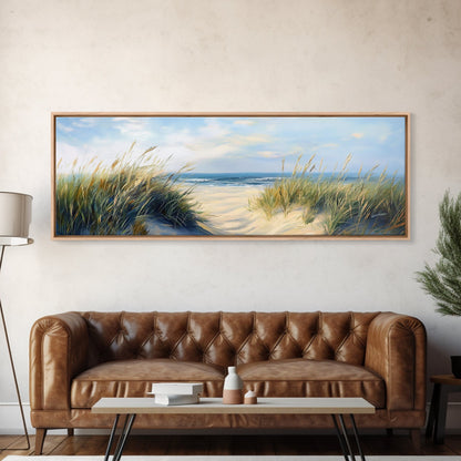 Beach Dunes, Coastal Landscape, Ocean Shore Painting, Beach Art, Home Decor, Bedroom Wall Art, Canvas Print, Framed Canvas Print