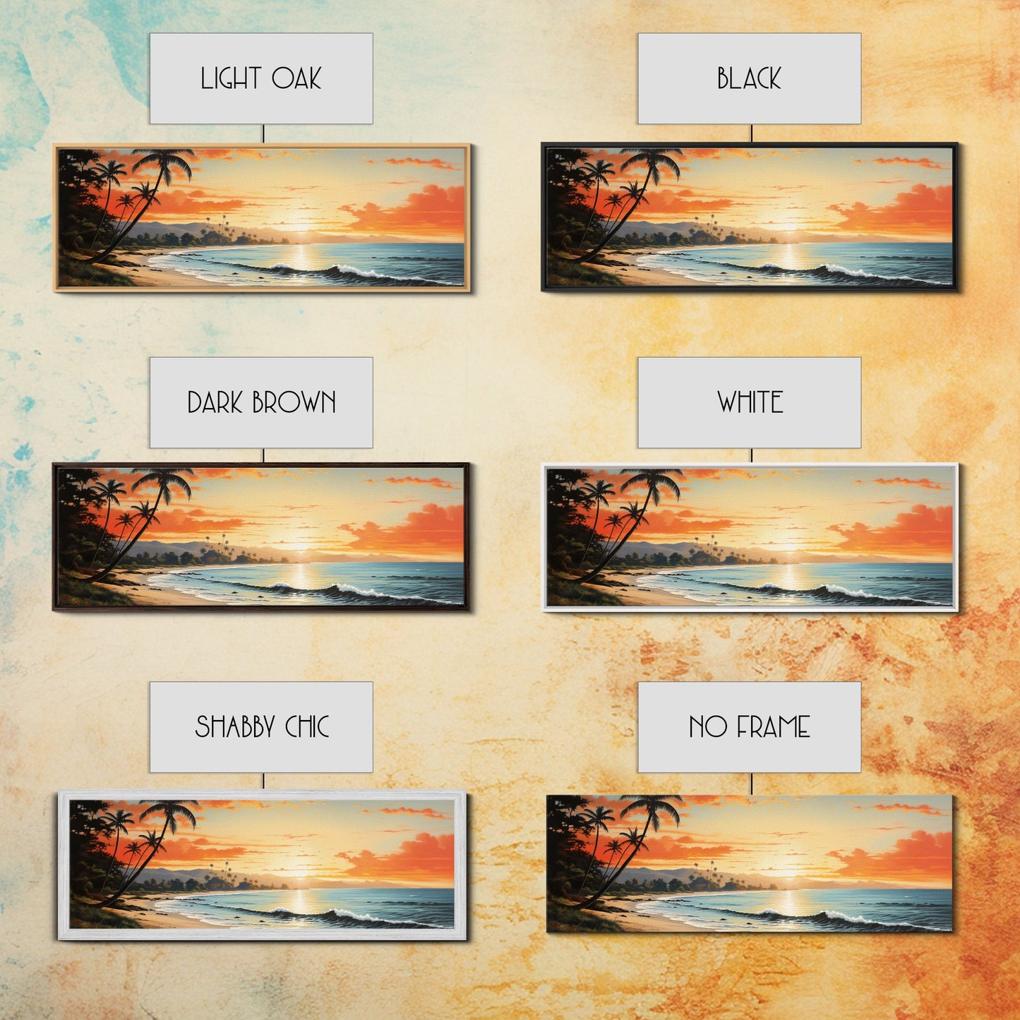 Panoramic Framed Canvas Print Wall Art Nautical Beach Ocean Wave Seascape Modern Art Coastal Room Decor, Extra Large Tropical Art